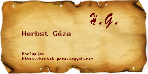 Herbst Géza névjegykártya